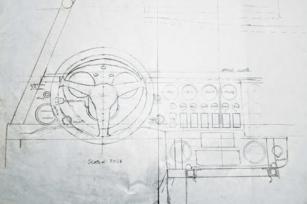 Starting with preliminary sketches, Jonas and Vytas Jasinskas laid out respective locations for gauges, switches and the Vintage Air climate control system.