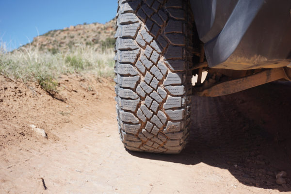 All tires tested featured rugged off-road tread patterns and performed well. The Goodyear Wrangler DuraTrac is siped heavily for improved traction during off-road and winter driving.